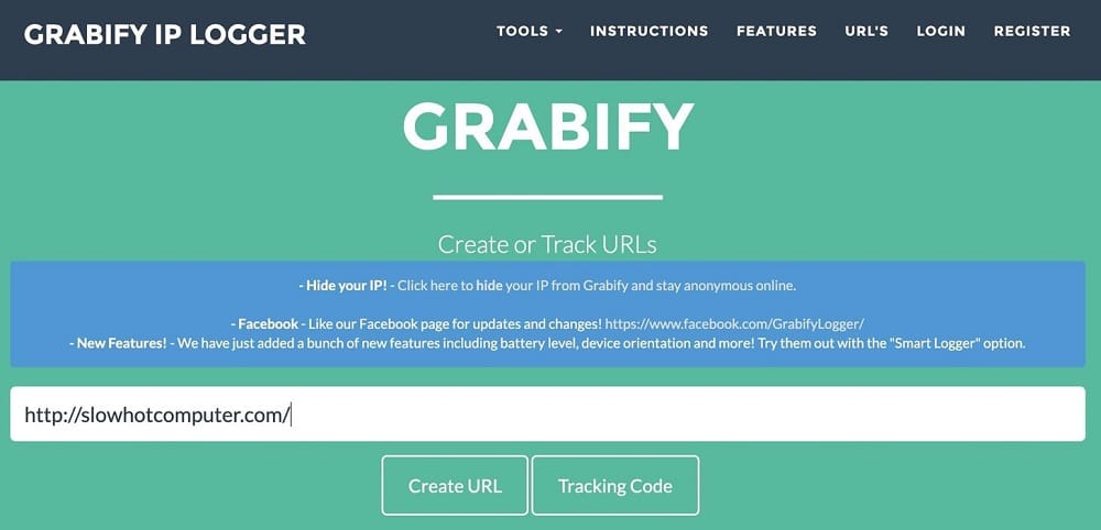 Visit the official Grabify IP logger webpage