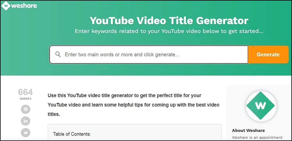 Weshare YouTube Title Generator