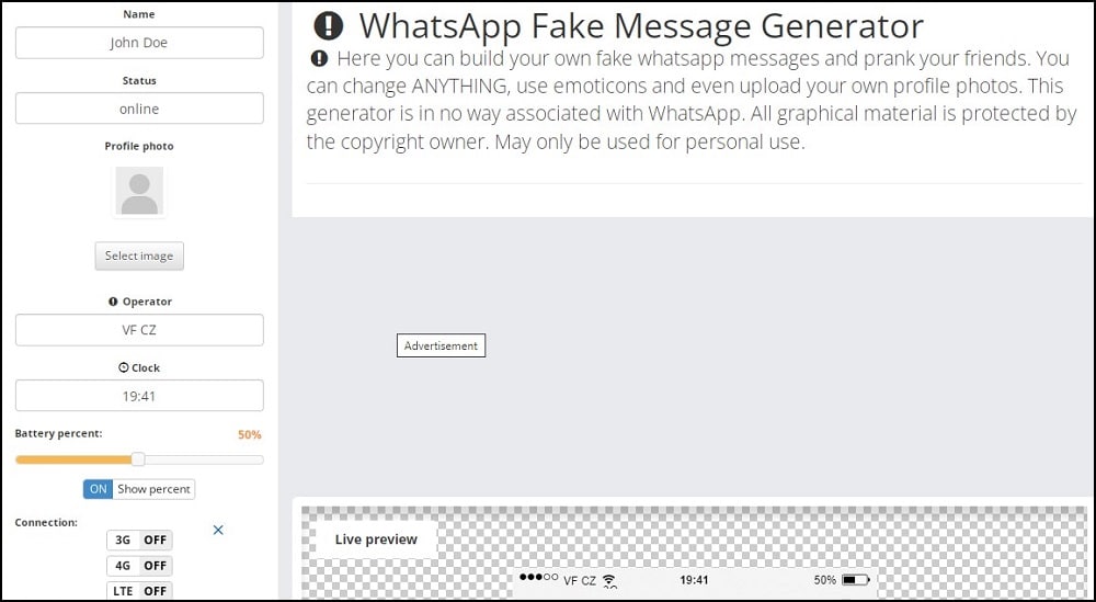 WhatsApp Fake Message Generator