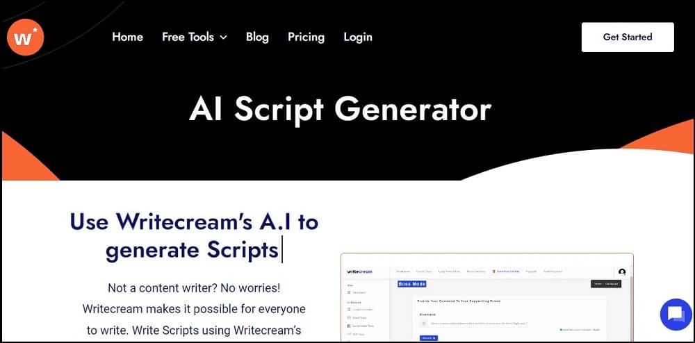 Writecream YouTube Script Generator