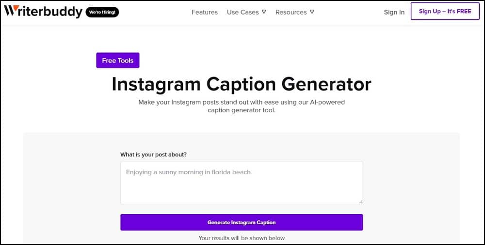 Writerbuddy Instagram Caption Generator