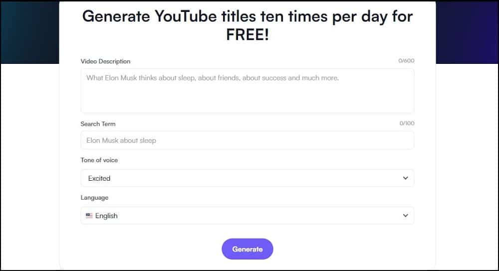 Writesonic YouTube Titles Generator