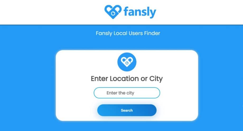 Find Local Fans page on Fansly