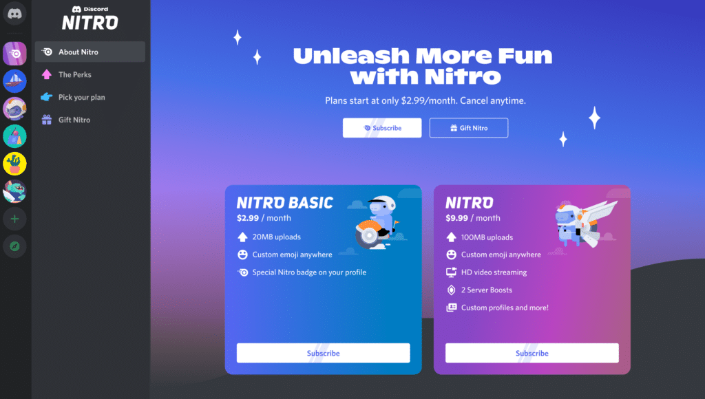 Discord Nitro plan