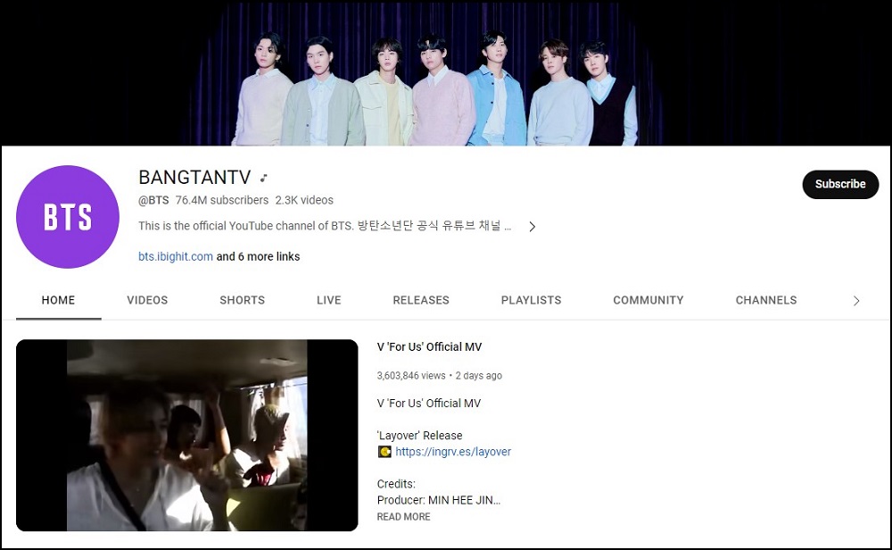 BANGTANTV Valuable Subscribed Youtube Channel