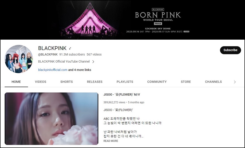 BLACKPINK Valuable Subscribed Youtube Channel