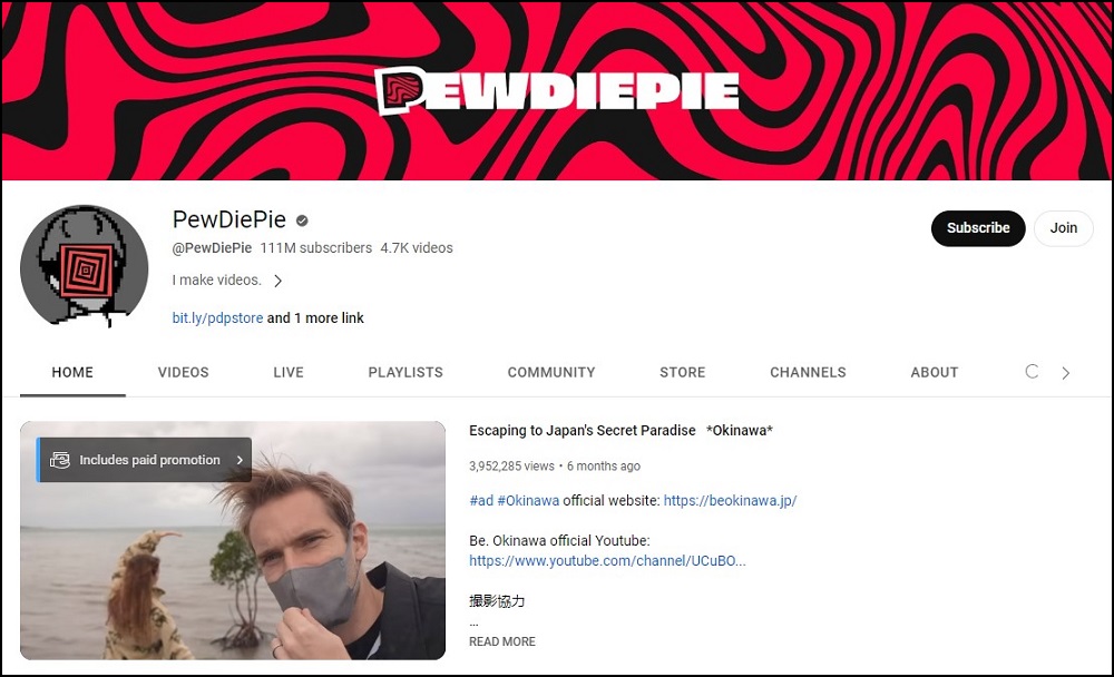 PewDiePie Valuable Subscribed Youtube Channel