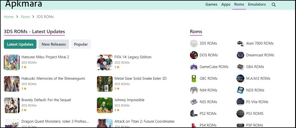 APKMara 3DS Rom site
