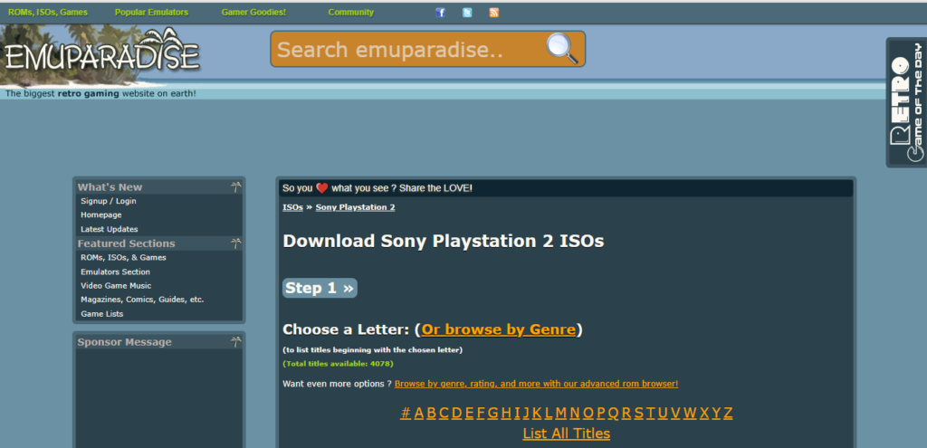 Emuraparadise PS2 ROM site