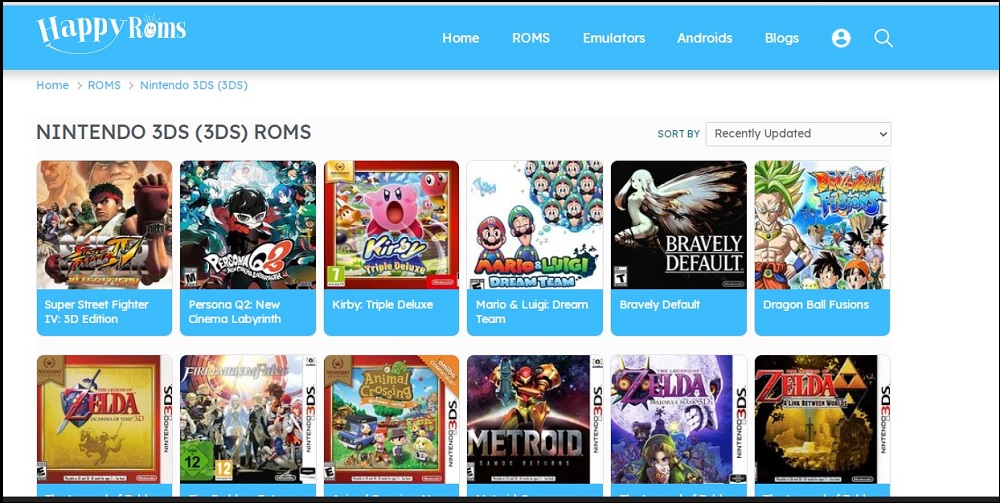 HappyRoms 3DS Rom site