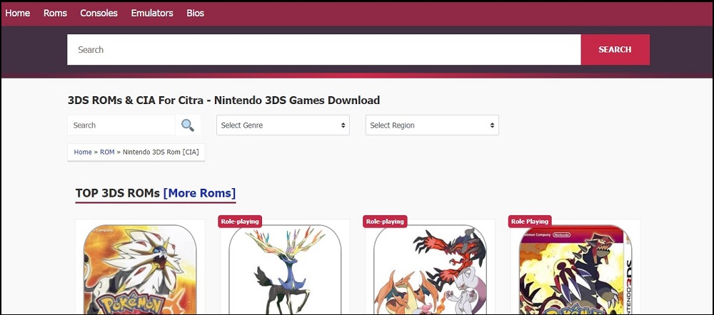 HexRom 3DS ROM site