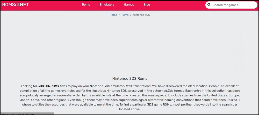 RomsDL 3DS Rom site