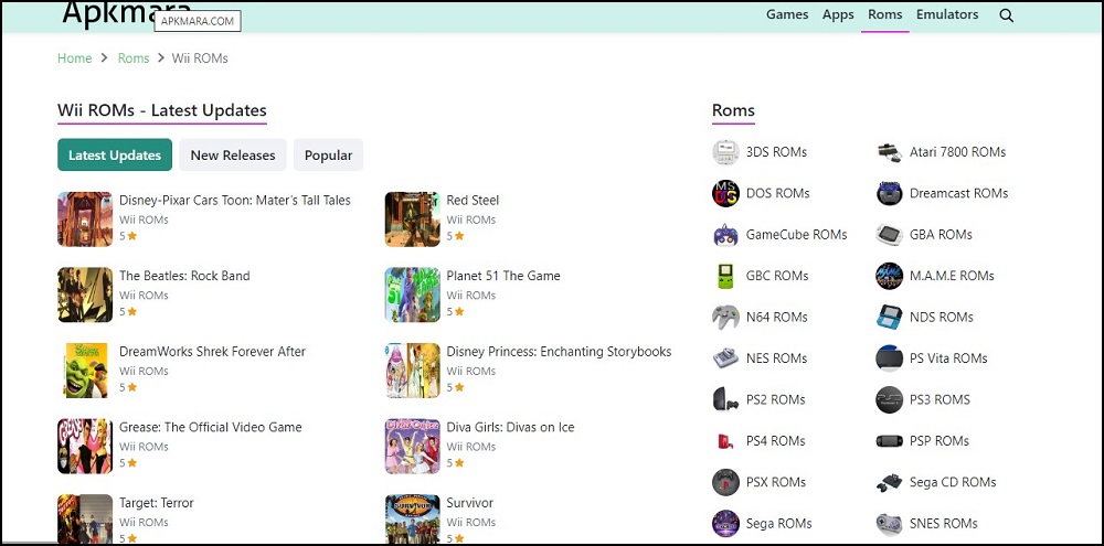 Apkmara Nintendo Wii ROM Site