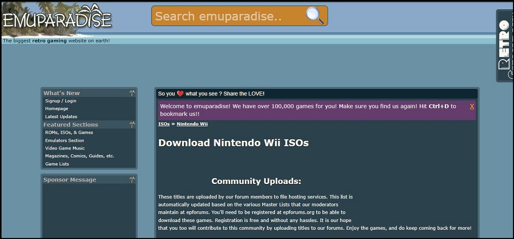 EmuParadise Nintendo Wii ROM Site