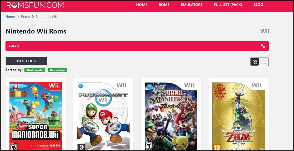 RomsFun Nintendo Wii ROM Site