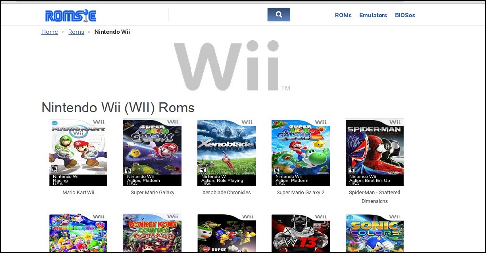 Romzie Nintendo Wii ROM site