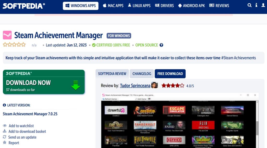Softpedia Steam Achievement Manager